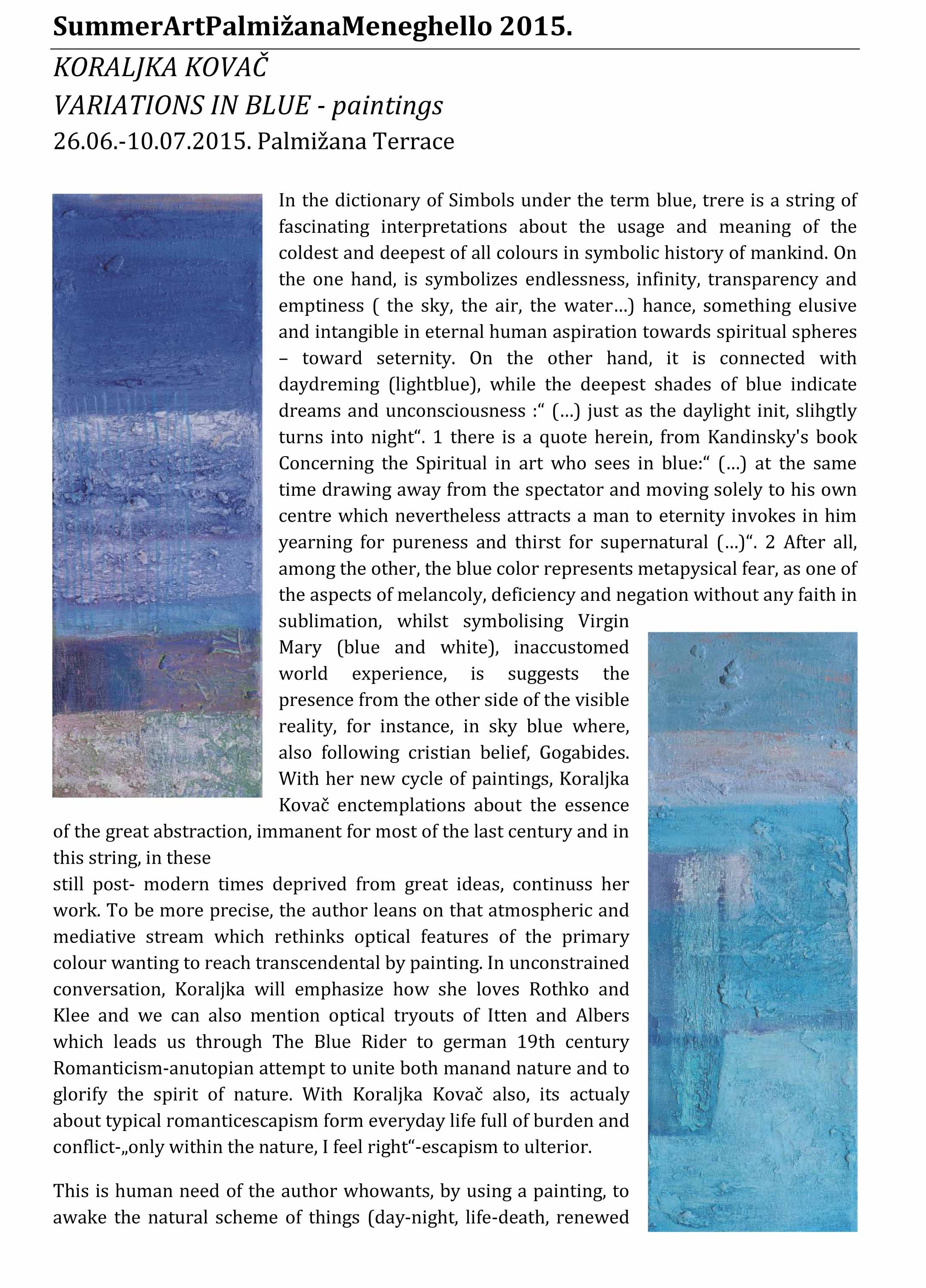 KORALJKA KOVAC VARIATIONS IN BLUE 2015-1